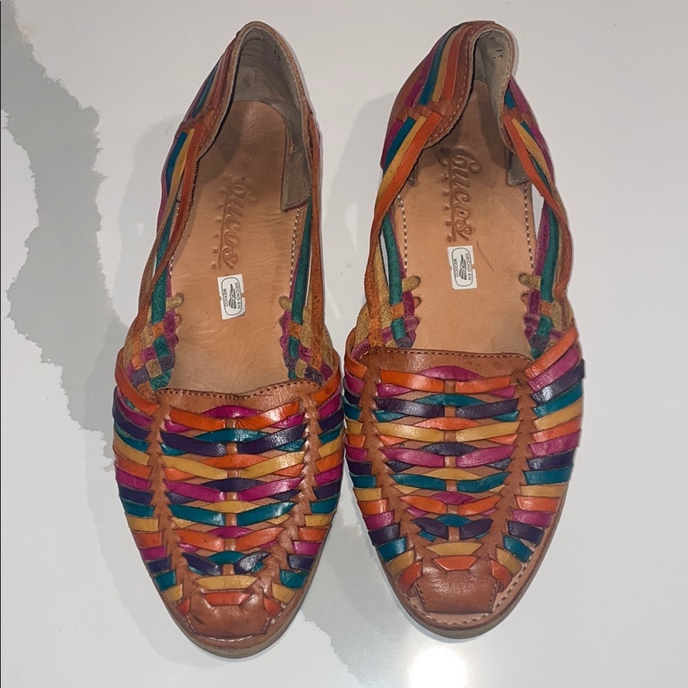 Colorful Woven Leather Flats